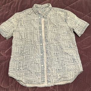 Aztec chambray short sleeve button down